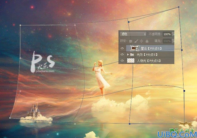 Photoshop美女人像合成教程：创意打造美轮美奂的天空少女场景，天使少女