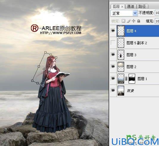 Photoshop人像合成教程：创意打造古代西方少女在海边阅读的场景