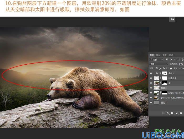 Photoshop人像合成教程：创意合成一幅可爱的婴儿趴在熊背上的场