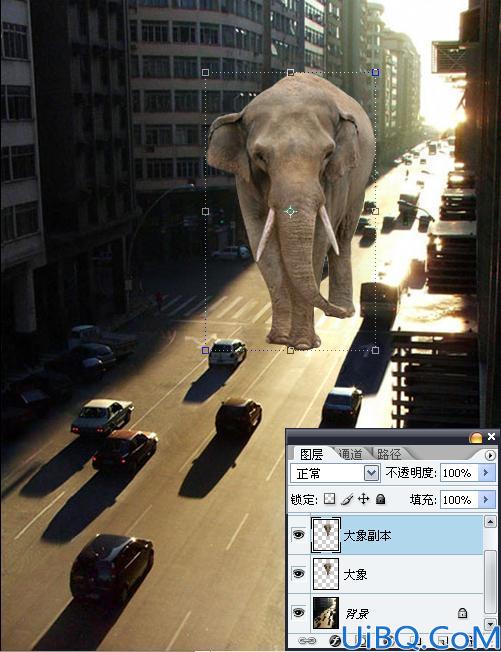 Photoshop合成照片教程:城中大象