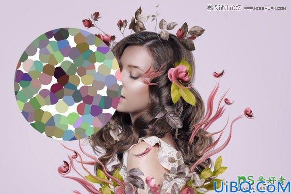 Photoshop人像合成教程：打造一幅欧美美女头像与花朵的完美合成效果图