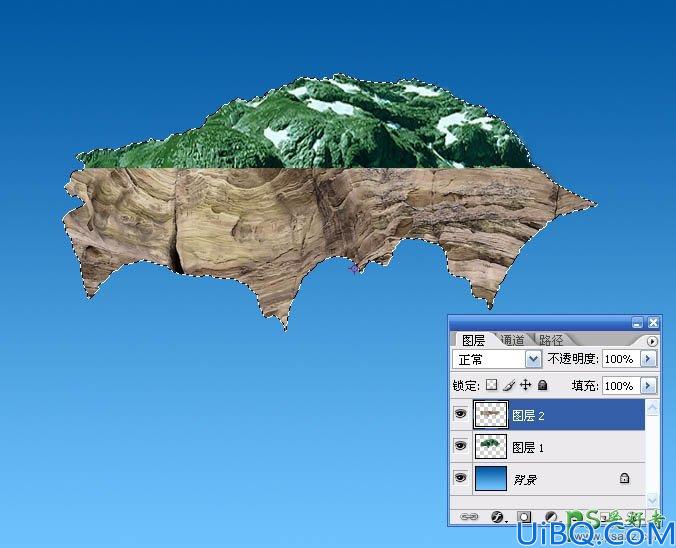 Photoshop合成教程：创意打造一幅在空中漂浮的小岛奇幻景观效果图