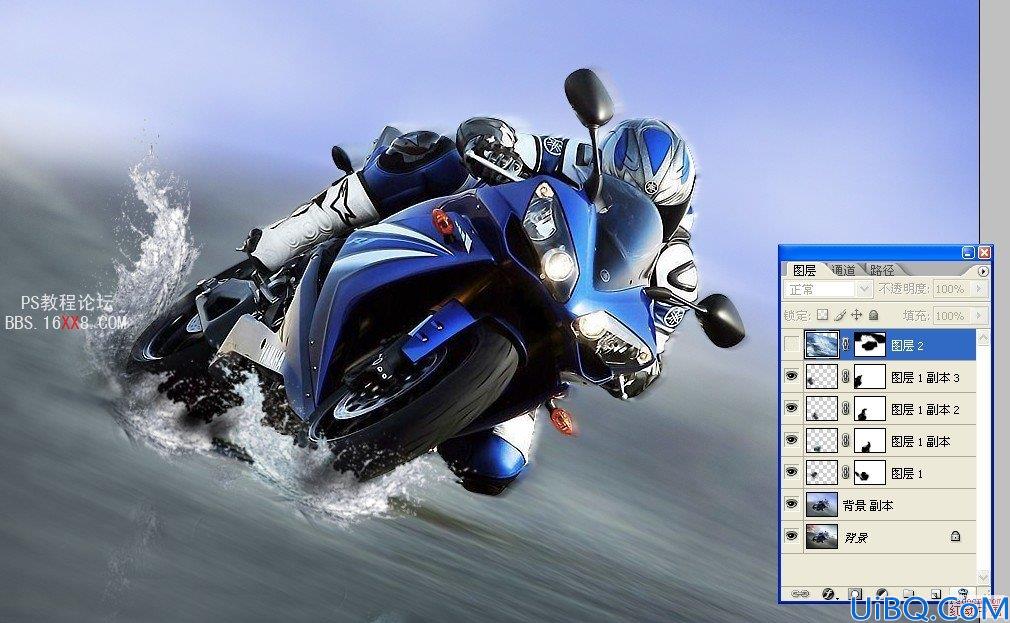 PhotoShop合成经典的海上摩托车手的教程