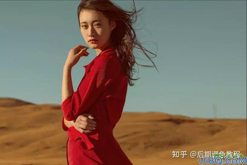 Photoshop美女调色：给外景拍摄的暗调美女调出青绿色广告主题艺术效果