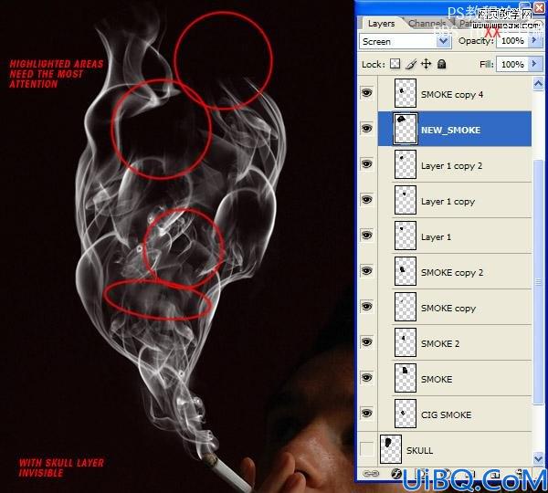 Photoshop合成教程:制作骷髅烟雾禁烟标志