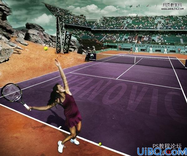 Photoshop合成教程:体育馆羽毛球比赛图片