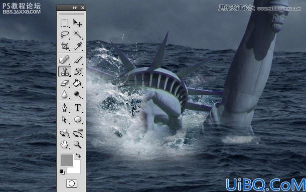photoshop合成实例:水淹自由女神像