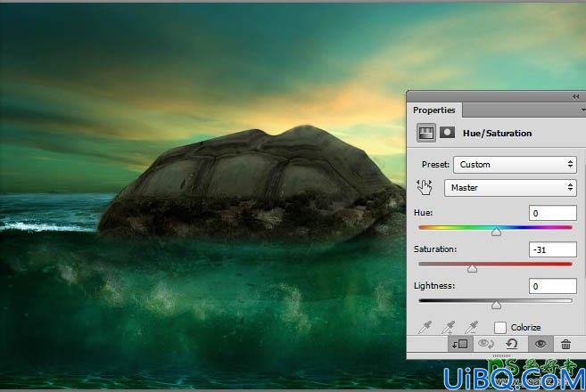 Photoshop合成教程：打造一幅画面唯美魔幻的巨大海龟背着大山的场景