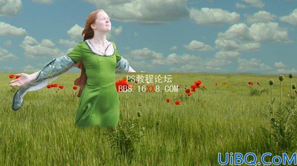 Photoshop教程:经典合成陶醉在草原上的美丽女孩