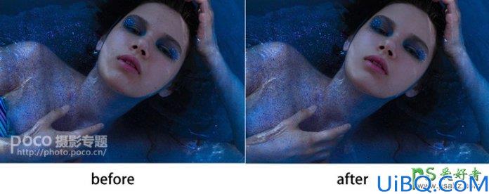 Photoshop人像后期调色教程：给浴缸里的美女废片后期调出唯美主题的蓝色