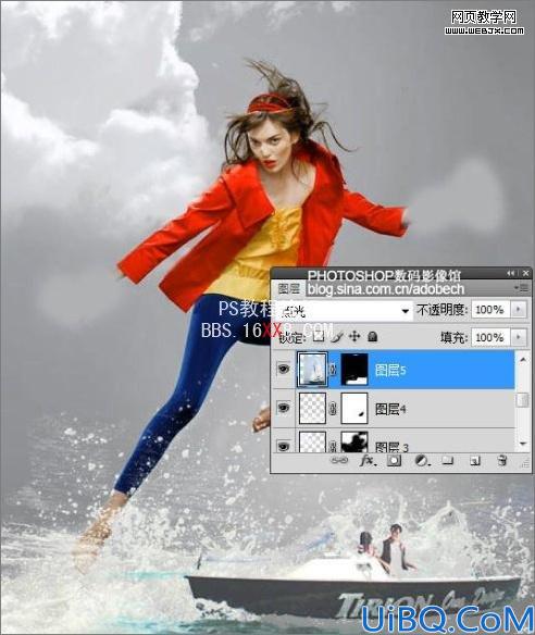 Photoshop照片合成教程:海上踏浪的舞蹈的美女