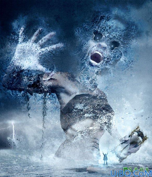 Photoshop科幻电影场景合成教程：打造一幅魔法冰冻的海妖场景图片