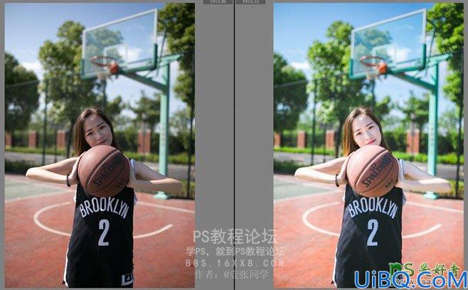 Photoshop+LR调色教程：给可爱的篮球宝贝美女照片调出小清新冷色