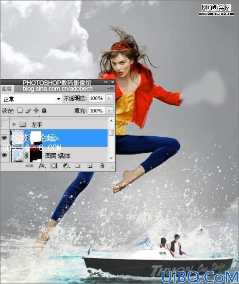 Photoshop照片合成教程:海上踏浪的舞蹈的美女