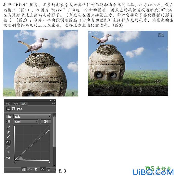 Photoshop合成教程：把树根、骷髅、鸟巢等素材合成出古怪的骷髅树效果图