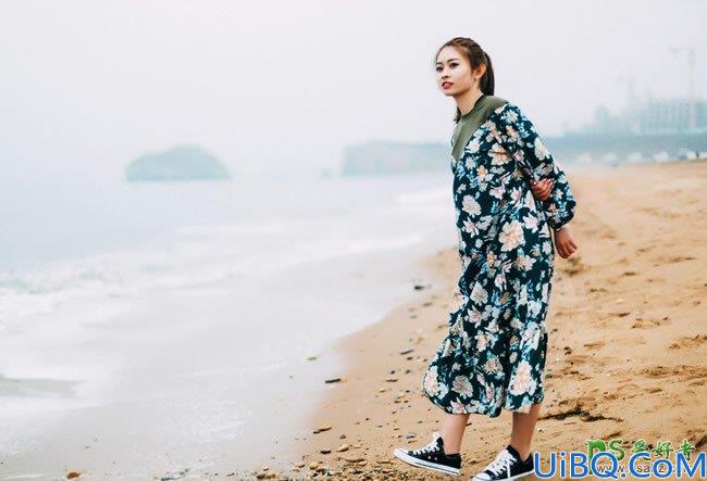 Photoshop摄影后期调色教程：结合LR软件给海景美女照片调出电影胶片效果