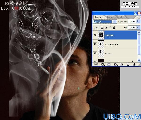 Photoshop合成教程:制作骷髅烟雾禁烟标志