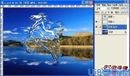 photoshop合成教程:水上跃起的骏马