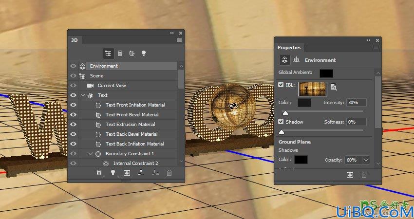 利用新版Photoshop软件中的3D工具制作立体风格的矩阵LED字体，LED字效