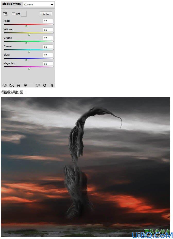 Photoshop图像合成教程：打造一幅魔法师摧毁大树的魔幻场景特效图片