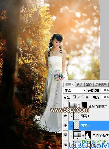 Photoshop婚片调色教程：给灿烂阳光少女婚纱照调出甜美的中性暖色调