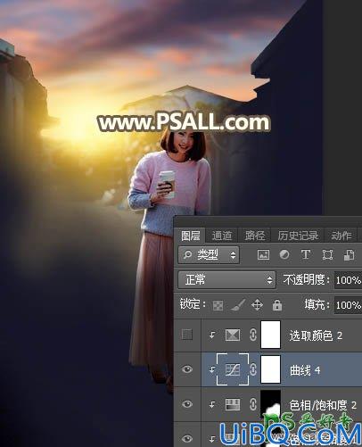 Photoshop调色教程：给清晨农村街道上拍摄的女生照片调出漂亮的逆光效果