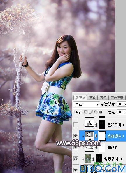 Photoshop给美腿高跟鞋性感女生外景照调出唯美的中性红褐色