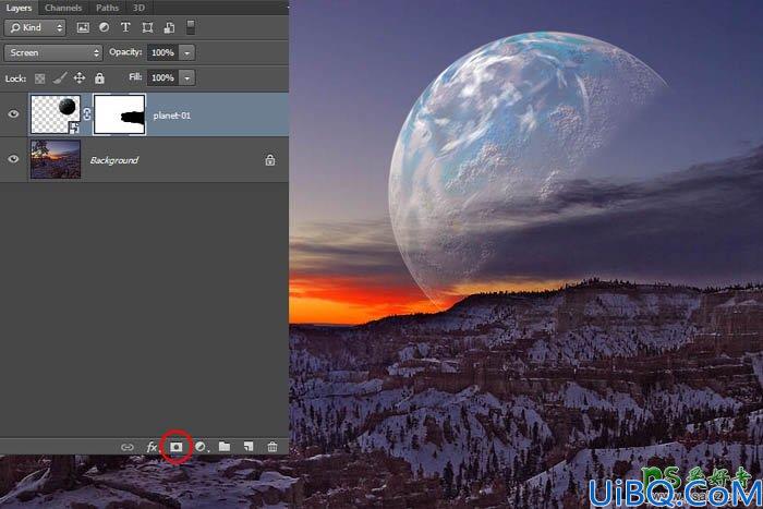 Photoshop溶图教程实例：给霞光风景照增加漂亮的行星，有种科幻的感觉