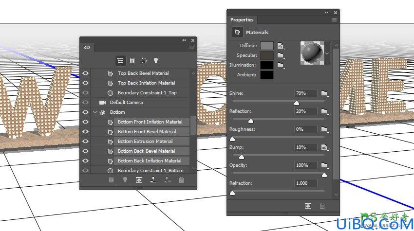 利用新版Photoshop软件中的3D工具制作立体风格的矩阵LED字体，LED字效