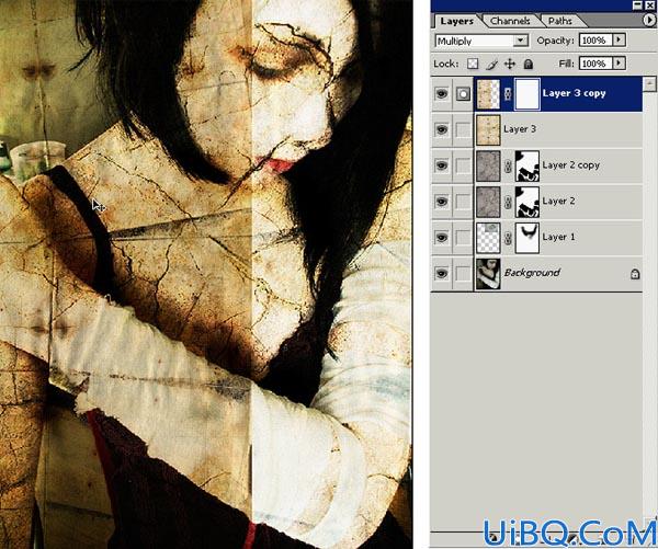 Photoshop将照片合成为颓废裂痕人物效果