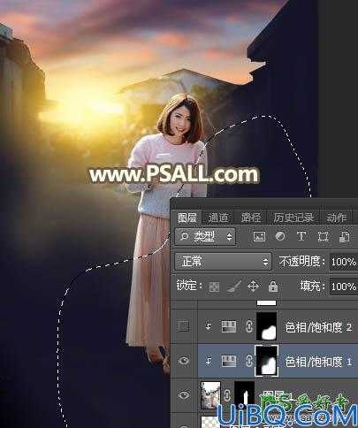 Photoshop调色教程：给清晨农村街道上拍摄的女生照片调出漂亮的逆光效果