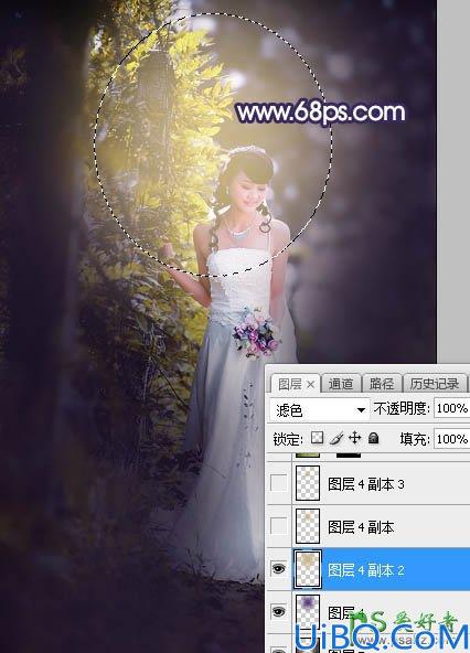 Photoshop婚片调色教程实例：给外景拍摄的清新美女婚纱照调出唯美的逆光