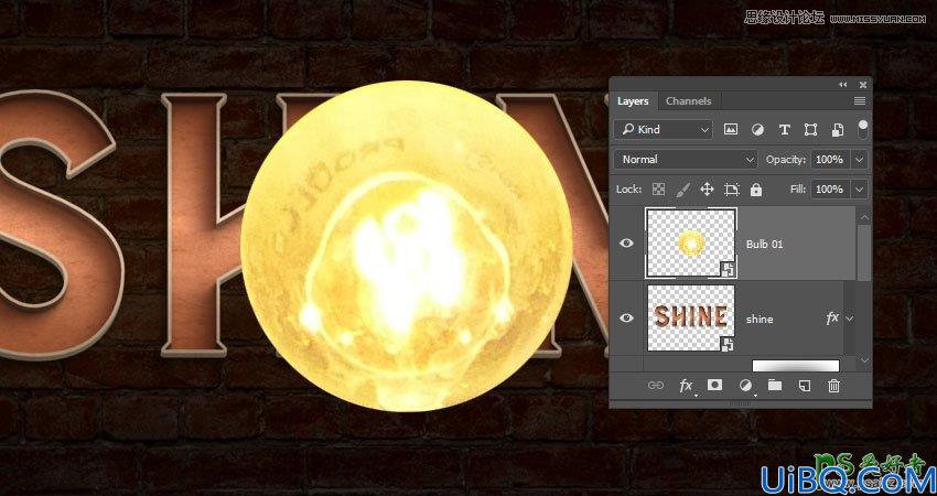 使用Photoshop的3D工具设计灯泡艺术字，漂亮的灯光纹理艺术字体。
