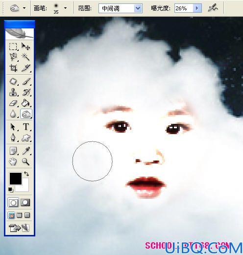 Photoshop照片合成教程:卡通儿童形象白云