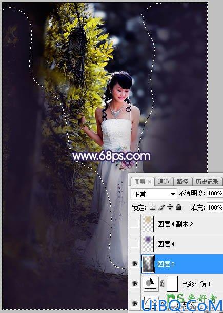 Photoshop婚片调色教程实例：给外景拍摄的清新美女婚纱照调出唯美的逆光