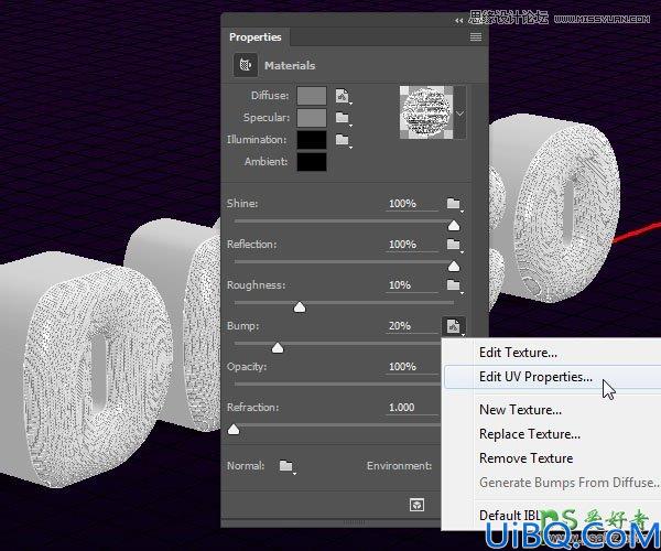 利用photoshop3D工具制作凹凸纹理镜像球效果的艺术文字