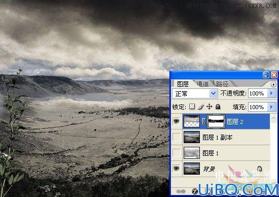 Photoshop初学者实例教程:简单合成晴天变雨天