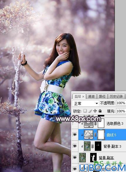 Photoshop给美腿高跟鞋性感女生外景照调出唯美的中性红褐色