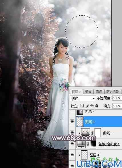 Photoshop给低胸性感的美女婚纱照调出唯美的中性红褐色