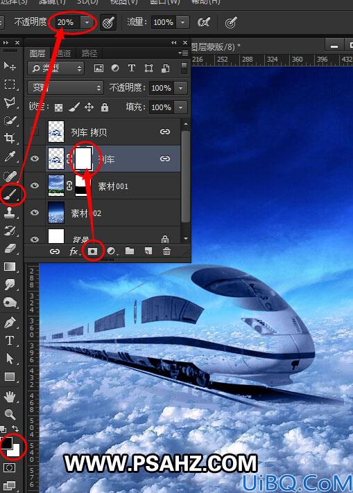 Photoshop电影海报合成教程：合成天上行驶的终极列车，天堂列车效果图