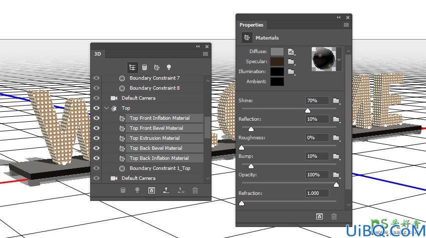 利用新版Photoshop软件中的3D工具制作立体风格的矩阵LED字体，LED字效