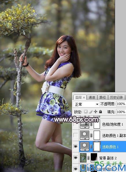 Photoshop给美腿高跟鞋性感女生外景照调出唯美的中性红褐色