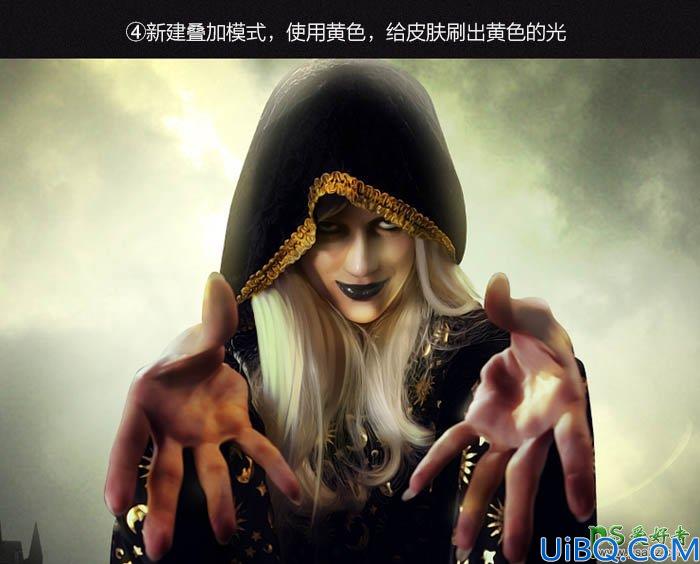 Photoshop人像合成实例：打造科幻电影中的女巫-翻阅魔法书的女巫师