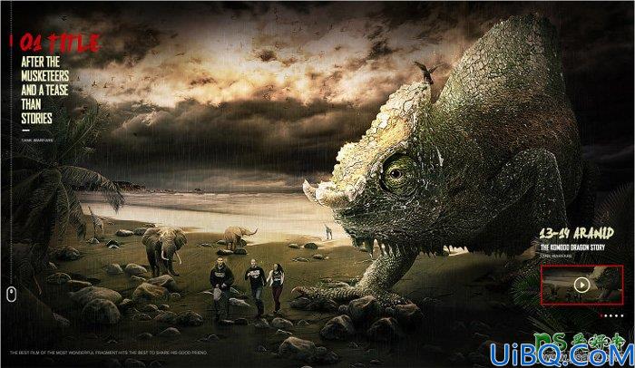 Photoshop合成恐怖电影中的史前巨蜥-巨大蜥蜴追赶人类的影像图片