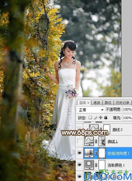 Photoshop婚片调色教程：给灿烂阳光少女婚纱照调出甜美的中性暖色调