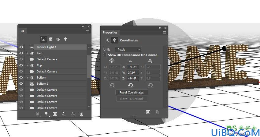 利用新版Photoshop软件中的3D工具制作立体风格的矩阵LED字体，LED字效