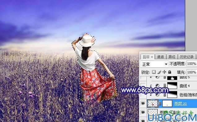 Photoshop给性感女生外景自拍的个人艺术照摄影图片调出韩系淡蓝色