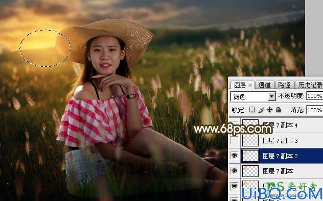 Photoshop调色教程：给草原上自拍的未成年少女图片调出唯美的晨曦阳光色