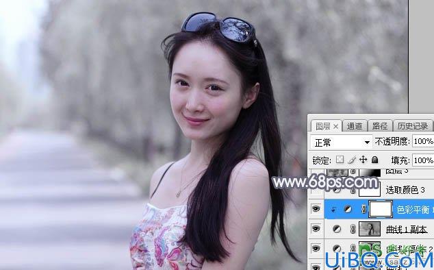 Photoshop美少妇调色：给夏日外景自拍的性感美妇写真照调出唯美的中性色