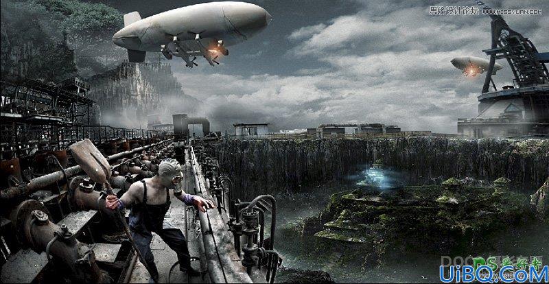 Photoshop合成一幅外星飞船入侵地球的世界末日场景特效